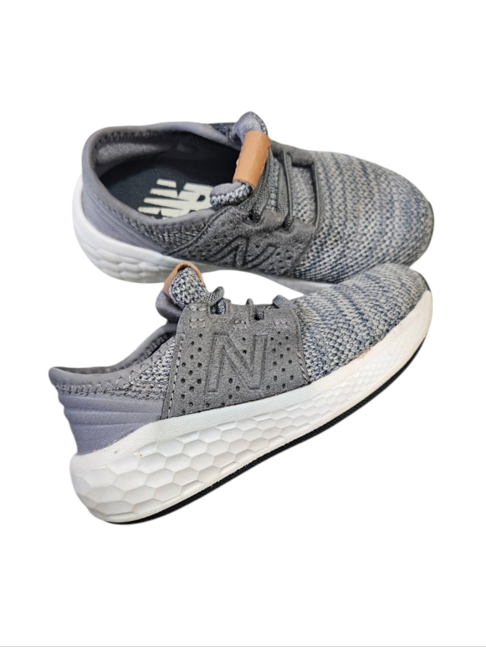 New Balance Toddlers Gray and White Knit Slip-On Sneakers Size 7